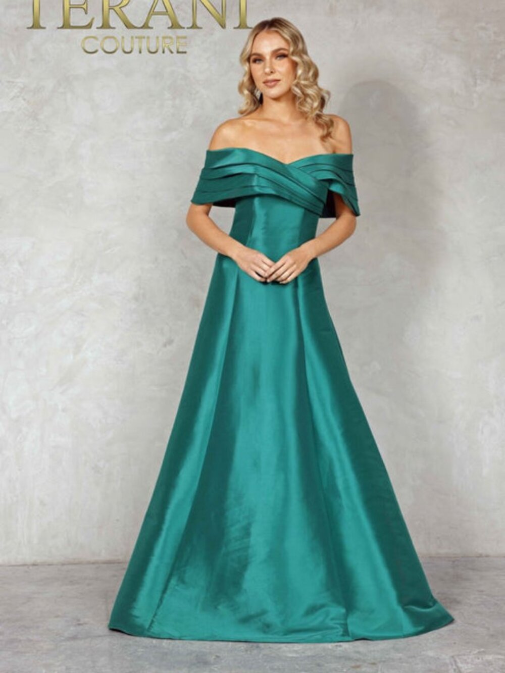 Terani Couture 2112M5404 Off Shoulder Mikado Mother of Bride Gown